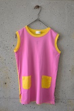 Yellow and pink color-block tank top