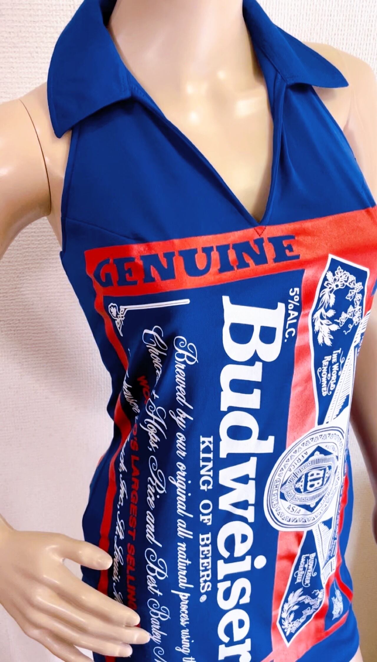 春の必需品★ホルターネックバブルミニワンピース 納期2～3週間】バドワイザーホルターネック ブルー/20着セット1