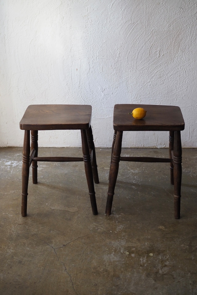 オーク長方形スツール-antique square oak stool