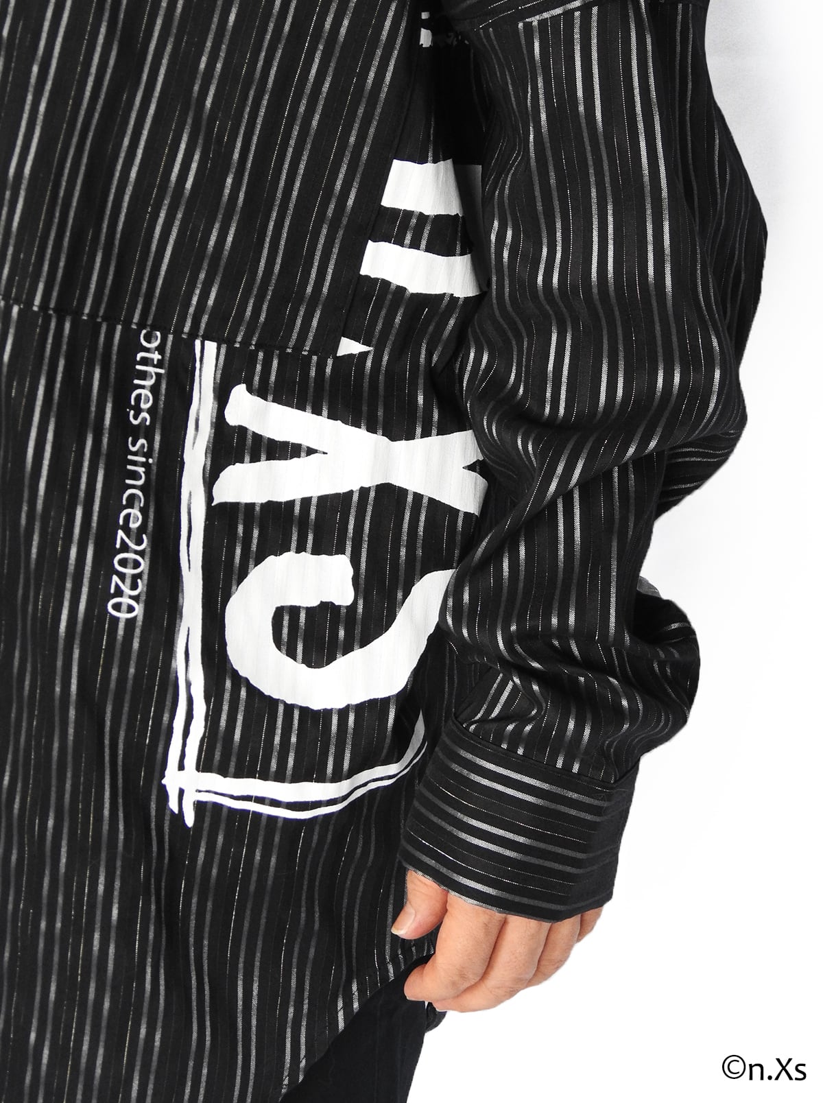 リラックスフィットシャツ タータンストライプ BLACK＆SILVER | n.Xs
