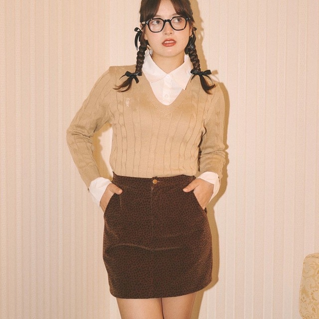 original embroidery leopard skirt