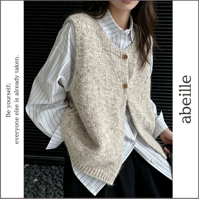 nuance color knit vest 14670
