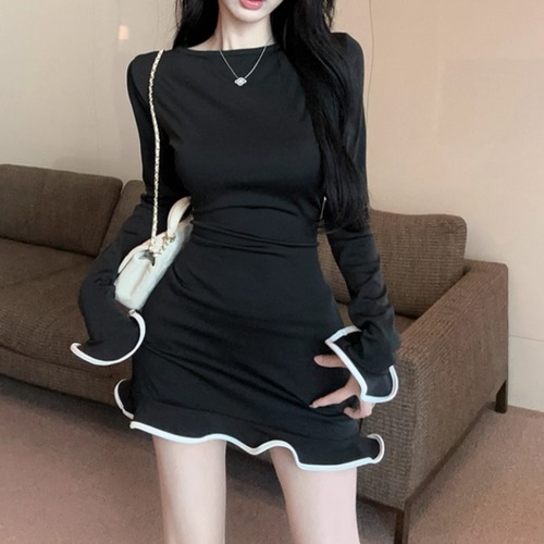 フリルライントリムワンピ ・12845