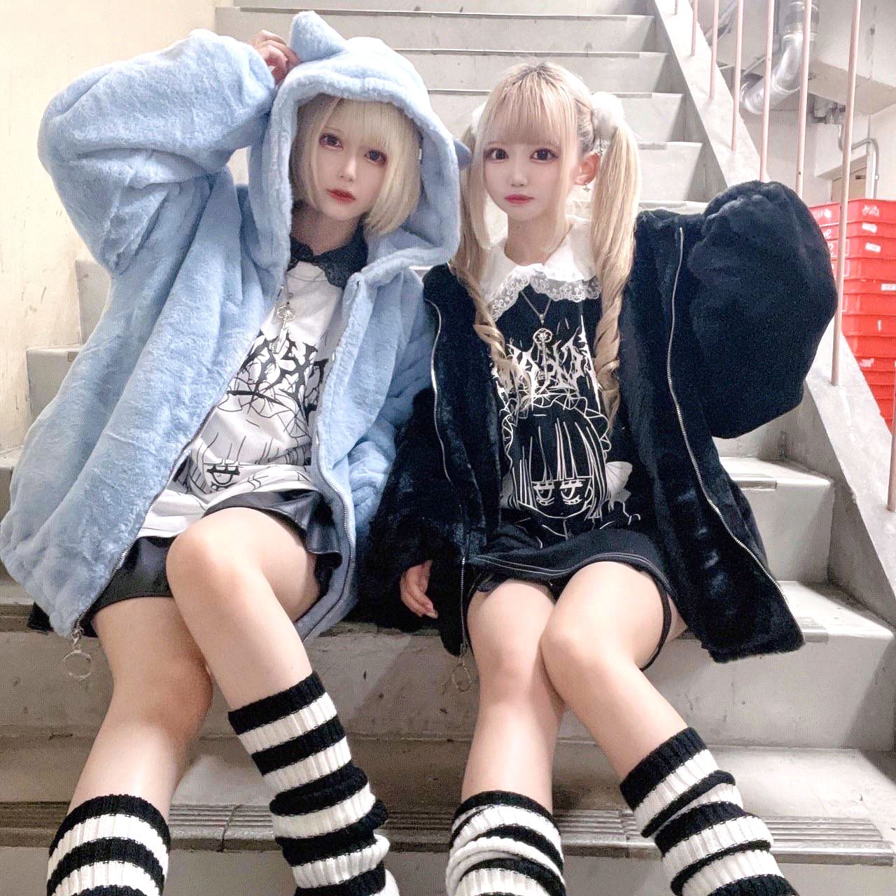 ふわもこ ネコ耳ファーBIGブルゾン(BLUE) | VOLCAN&APHRODITE ふわもこ ネコ耳ファーBIGブルゾン(BLUE) | VOLCAN&APHRODITE