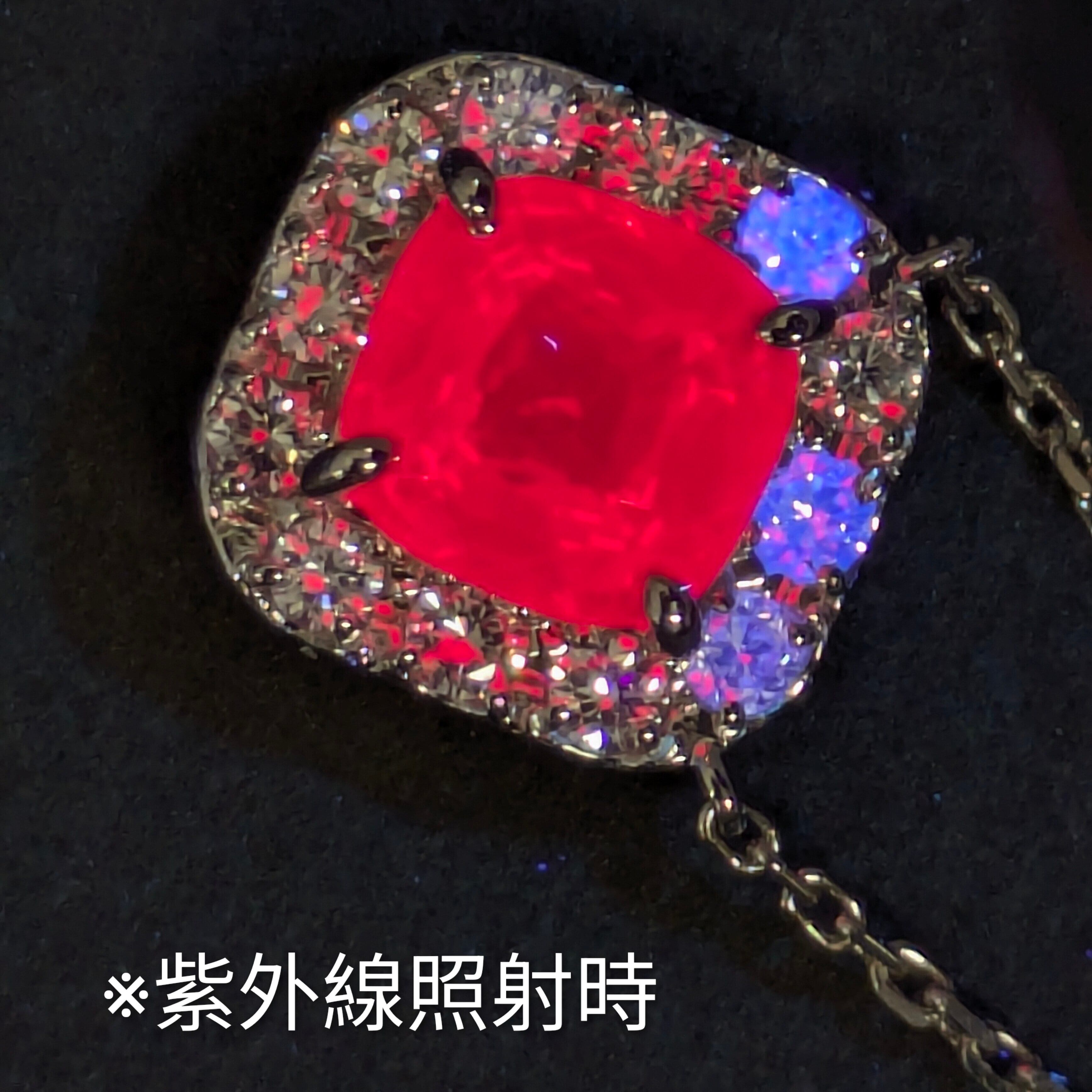 Pt900/850レッドスピネルネックレス ミャンマー・モゴック産 レッド