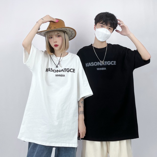 【韓国通販 dgo】UNISEX 2colors レタープリントTシャツ ブラック/ホワイト(M3868）