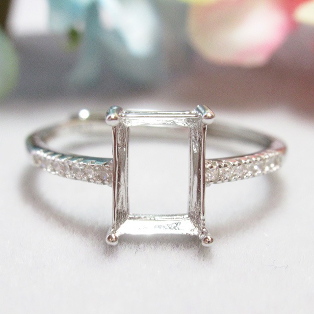 8×6㎜  レクタングル  CZライン  S925 リング台 SV