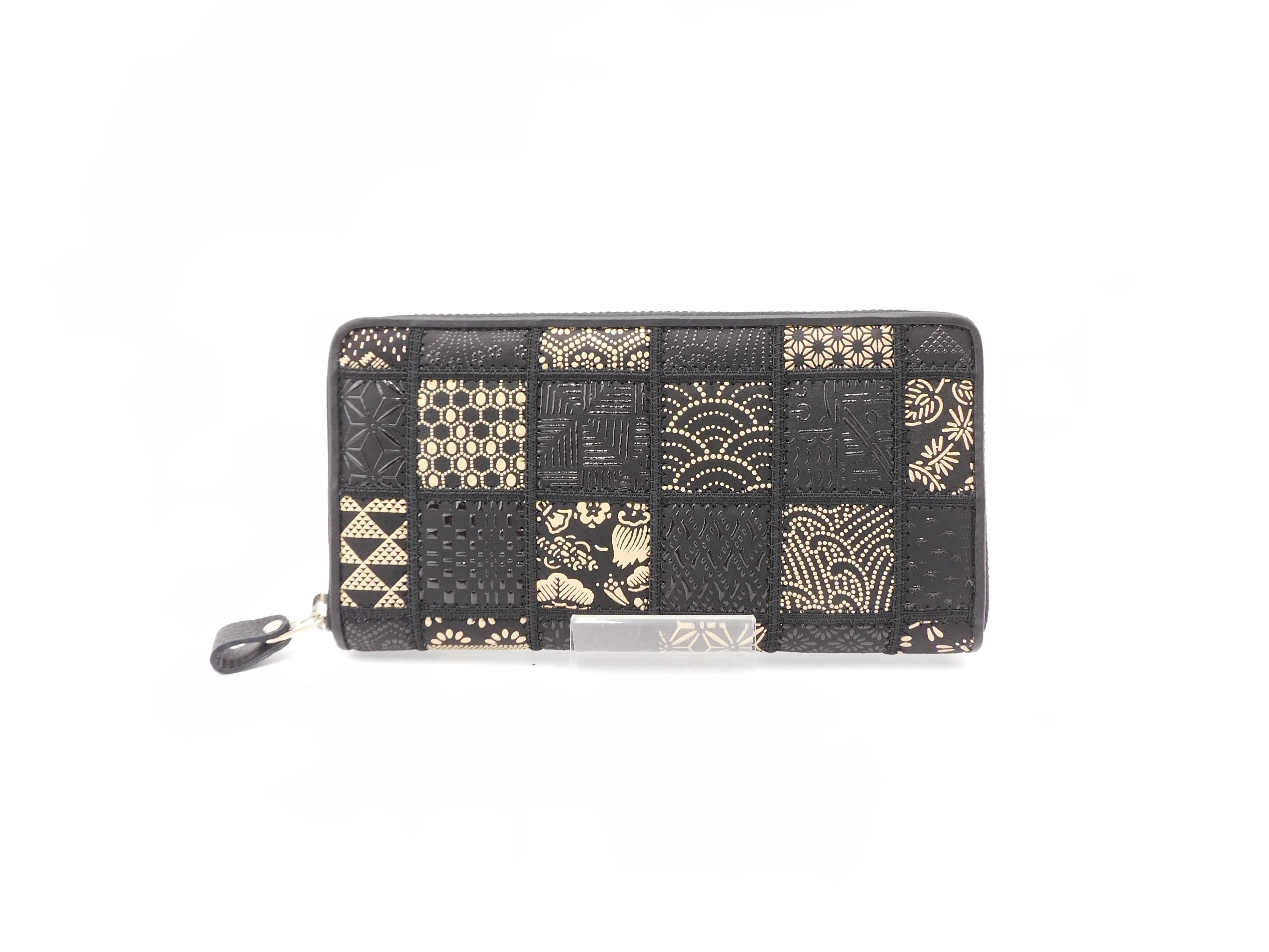 美品 奈良印傳屋 長財布 パッチワーク 菱形　箱 説明書付き 美品 奈良印傳屋 長財布 パッチワーク 菱形 箱 説明書付き