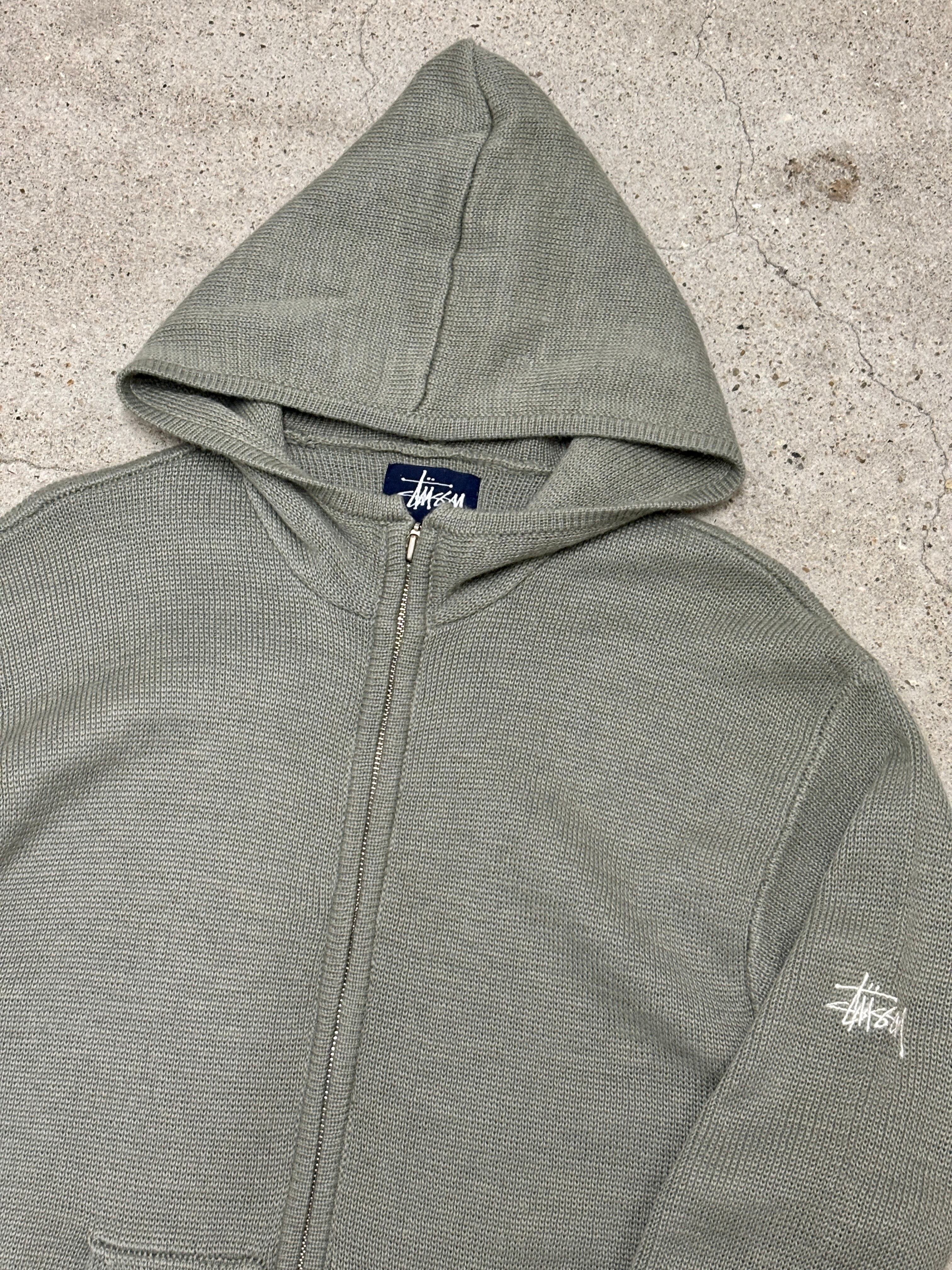 90～00s OLD STUSSY/Knit zip Hoodie/紺タグ/S/ニットジップパーカ