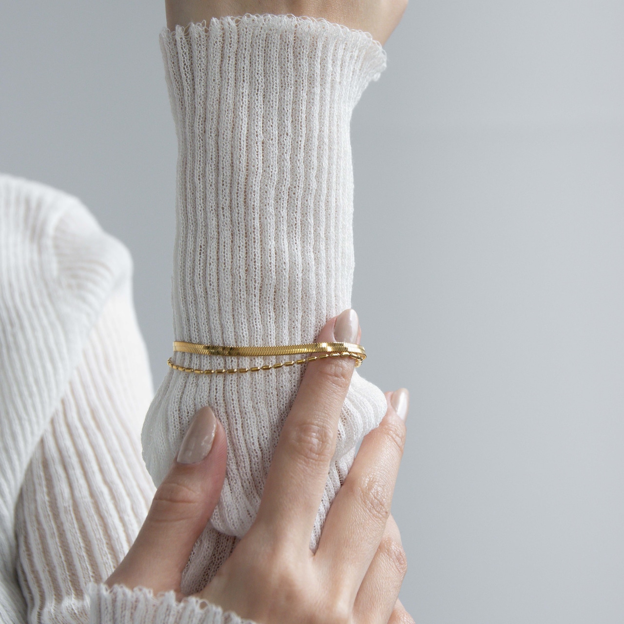 【ネコポス便】ブレスレット ダブルチェーンブレスレット 1717