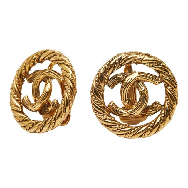 シャネル ココマーク ラウンド イヤリング ゴールド メッキ レディース CHANEL 【中古】