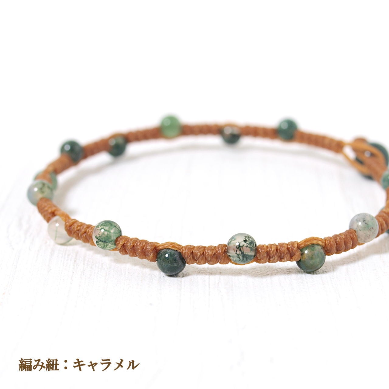 モスアゲート4ミリ玉つゆマクラメブレスレット | Natural Style