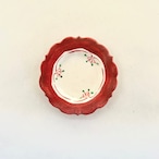 志野赤絵朱巻輪花豆皿【榛澤宏】
