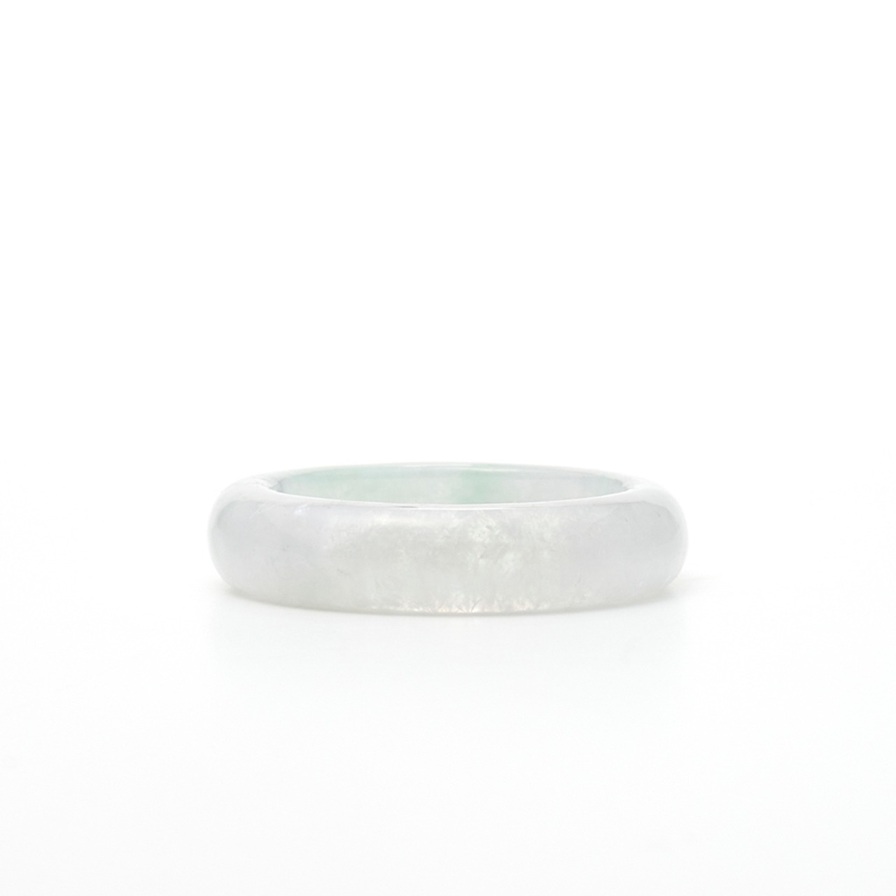 【13号】透明感あふれる氷翡翠 薄緑 くり抜き甲丸リング A貨翡翠 jd_rg1150