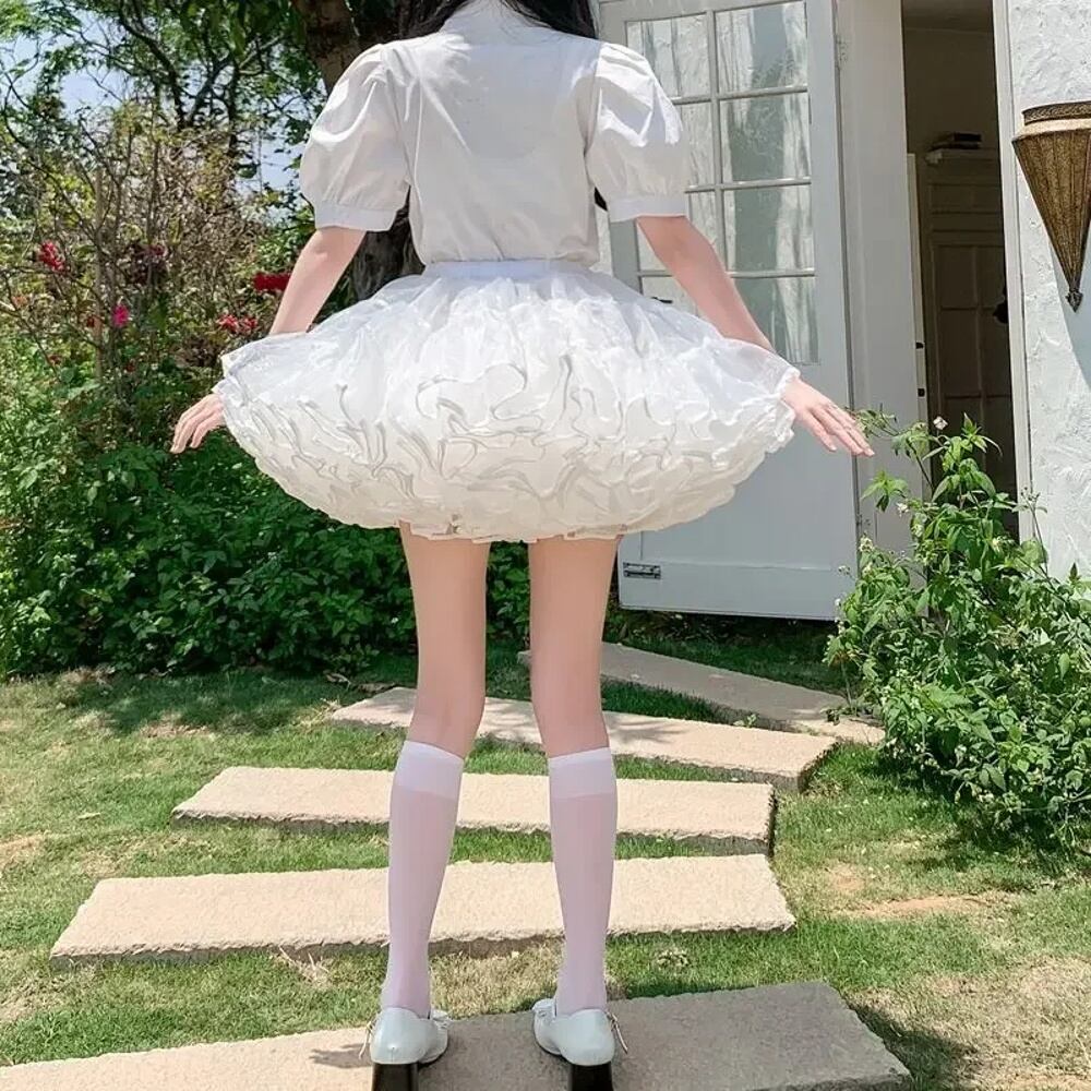 ベイビー　フリル　ペチコート　白 コットンフリルペチコート1分丈: 下着・インナー |チュチュアンナ