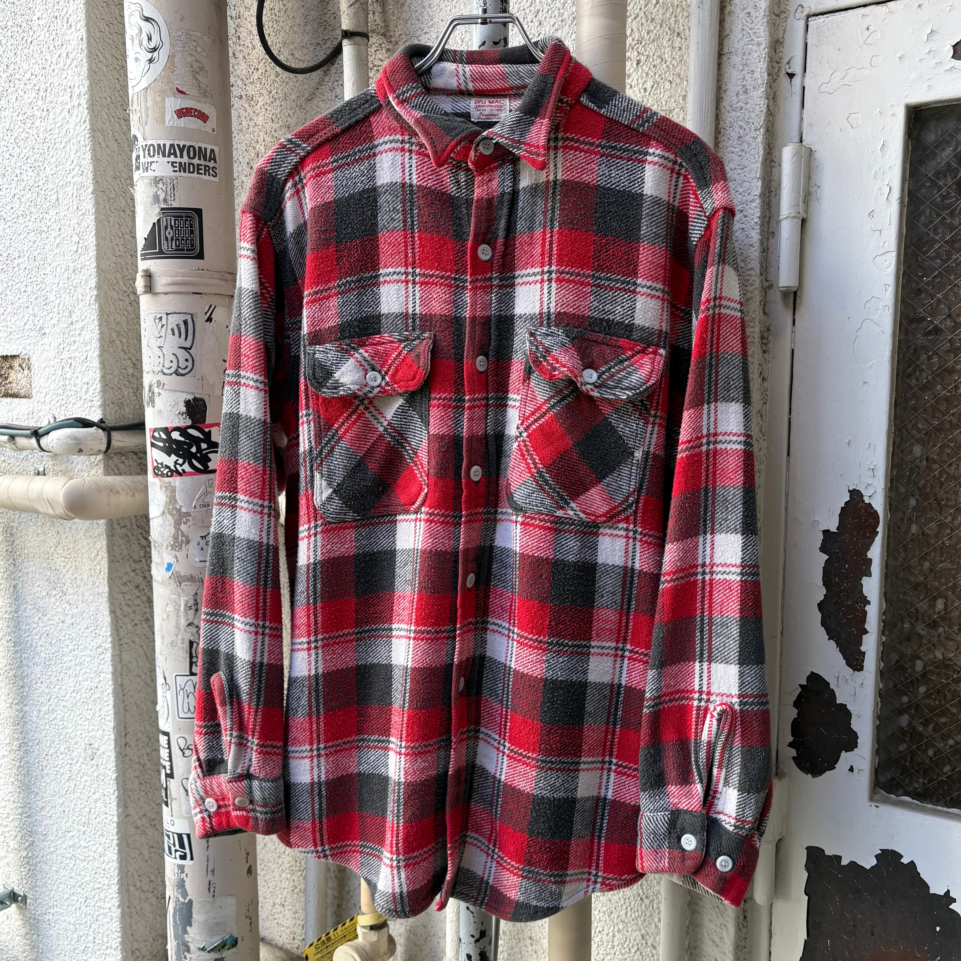 XL‼︎】70's Sears Shadow Plaid Open Collar Rayon Shirt “KINGS ROAD