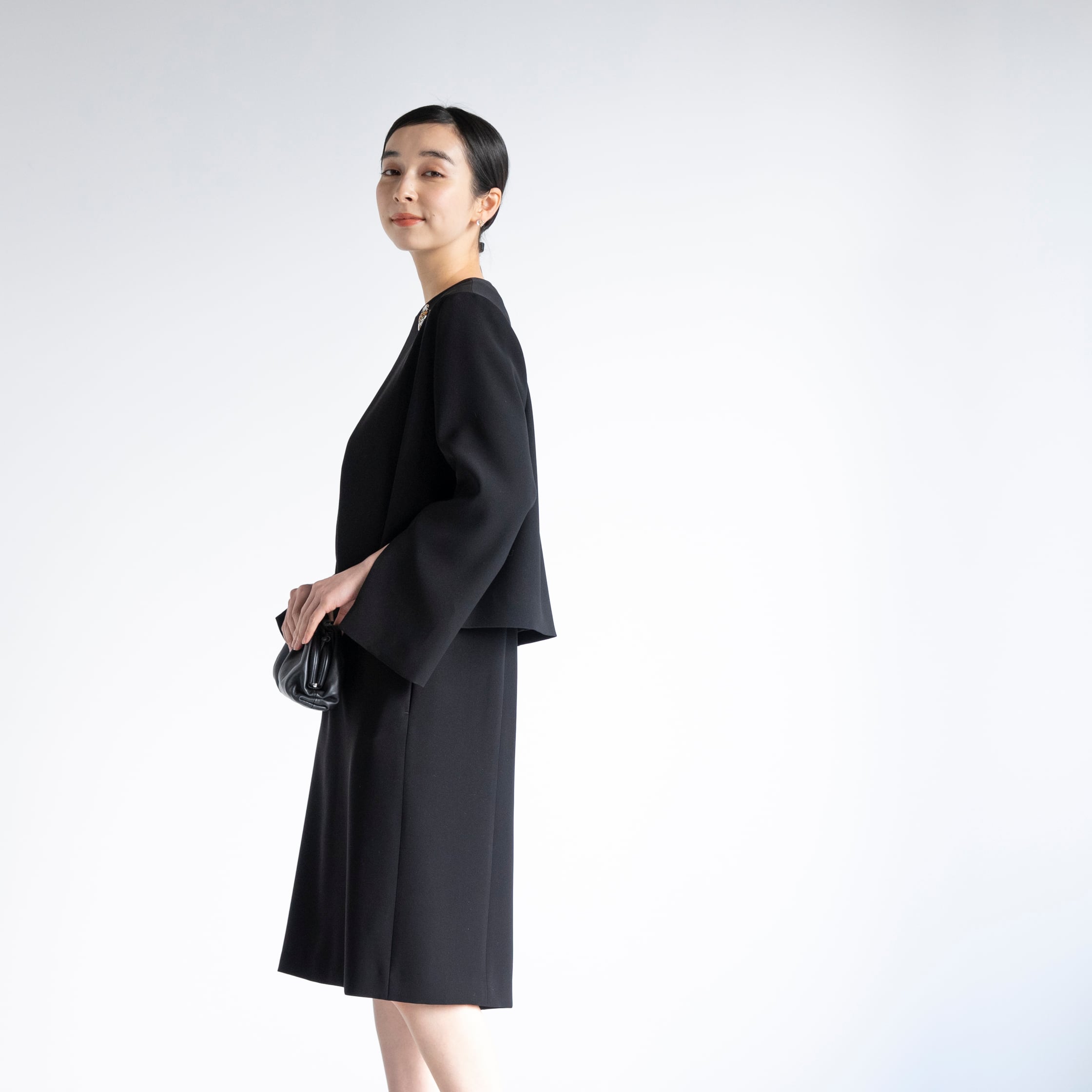 NO COLLAR SLIT SLEEVE JACKET 21BF02 | saqui (store)