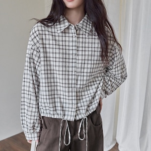 plaid drawstring shirt