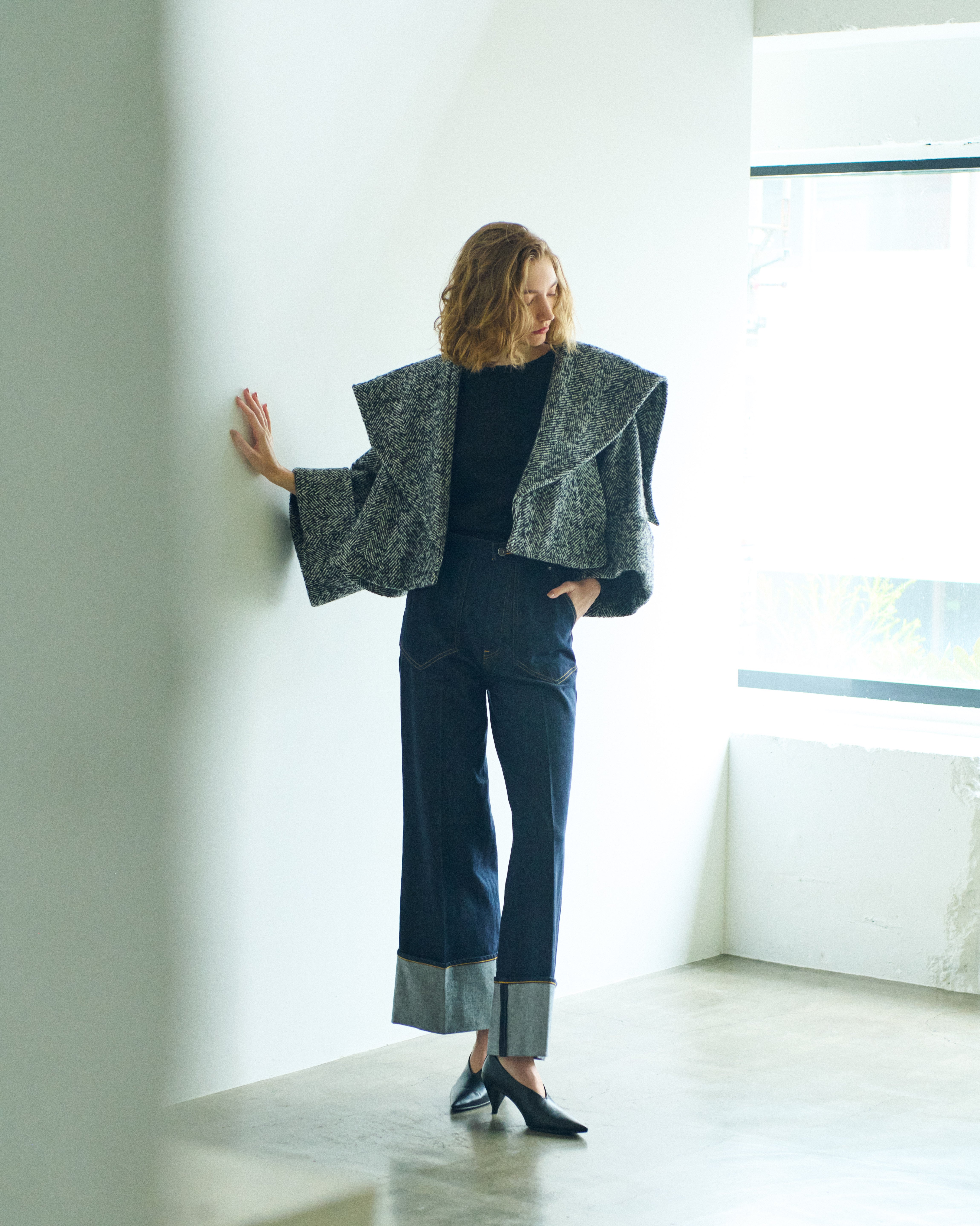 ビックカラーショートコート Josette ネップツイード | Cygne 