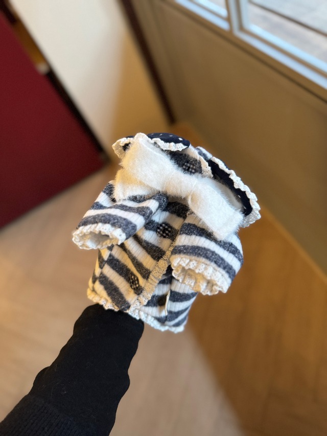 綿コットン100％のボーダーロンT(RED)