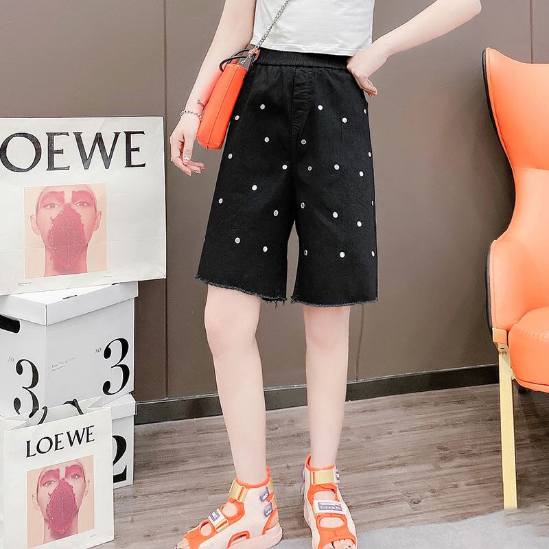 ジーンズ サマーソリッド カラー薄手カジュアルショーツ 大きめサイズ 夏物 ブルマー ソリッドカラー ミックスインファッション79028392243