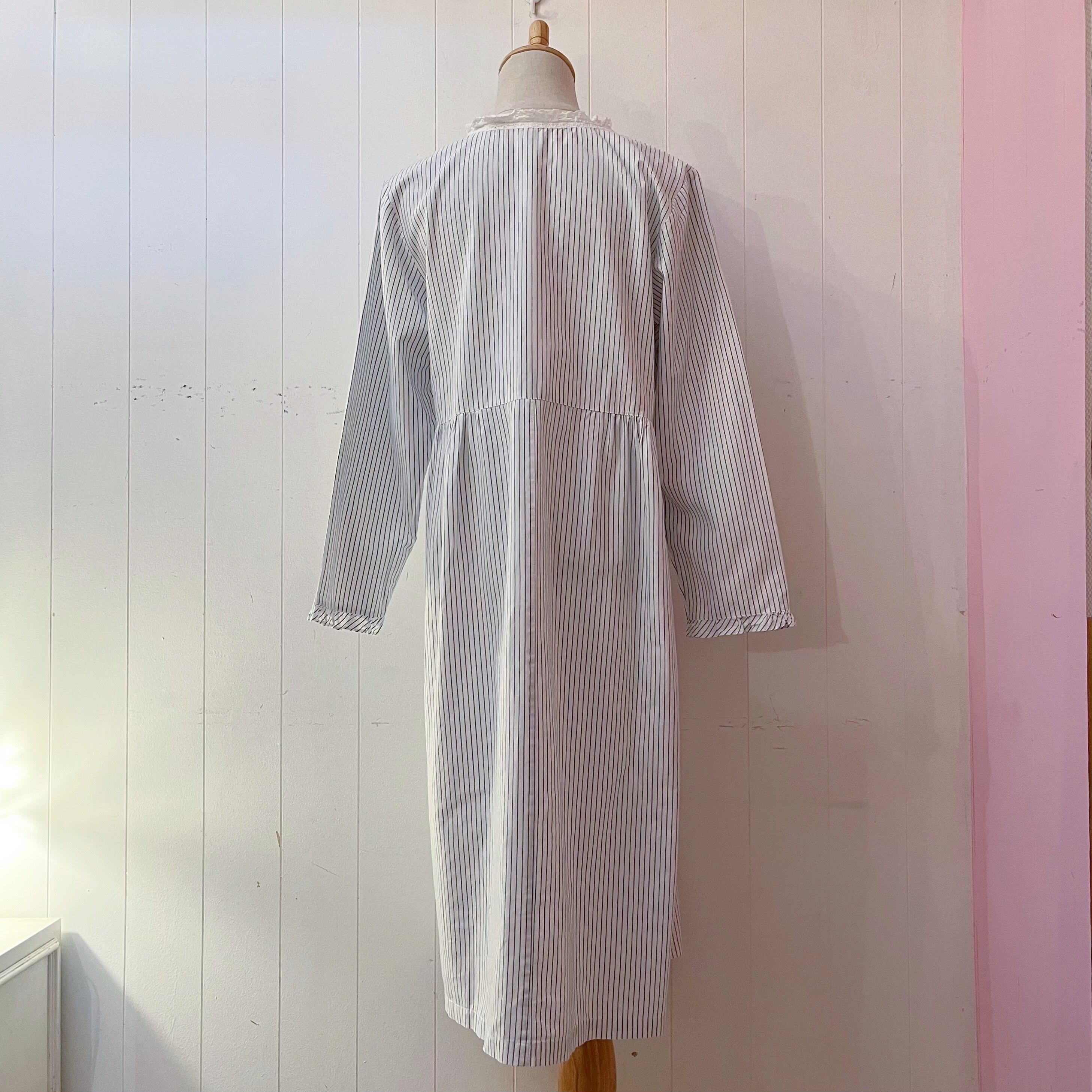 blue stride cotton lace one-piece