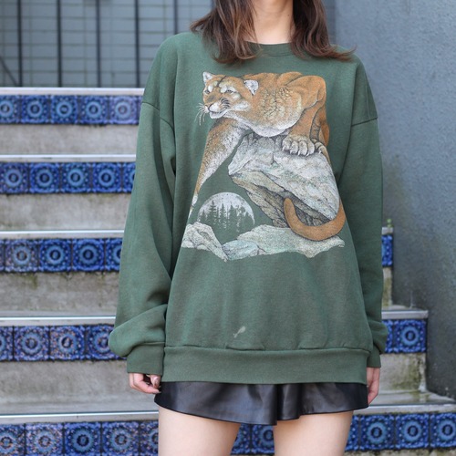 USA VINTAGE COUGAR DESIGN OVER SWEAT SHIRT/アメリカ古着クーガーオーバースウェット