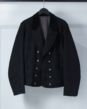 【Caka BLACK】30's〜40's Velvet Switching Vintage Wool Short Tailored Jacket