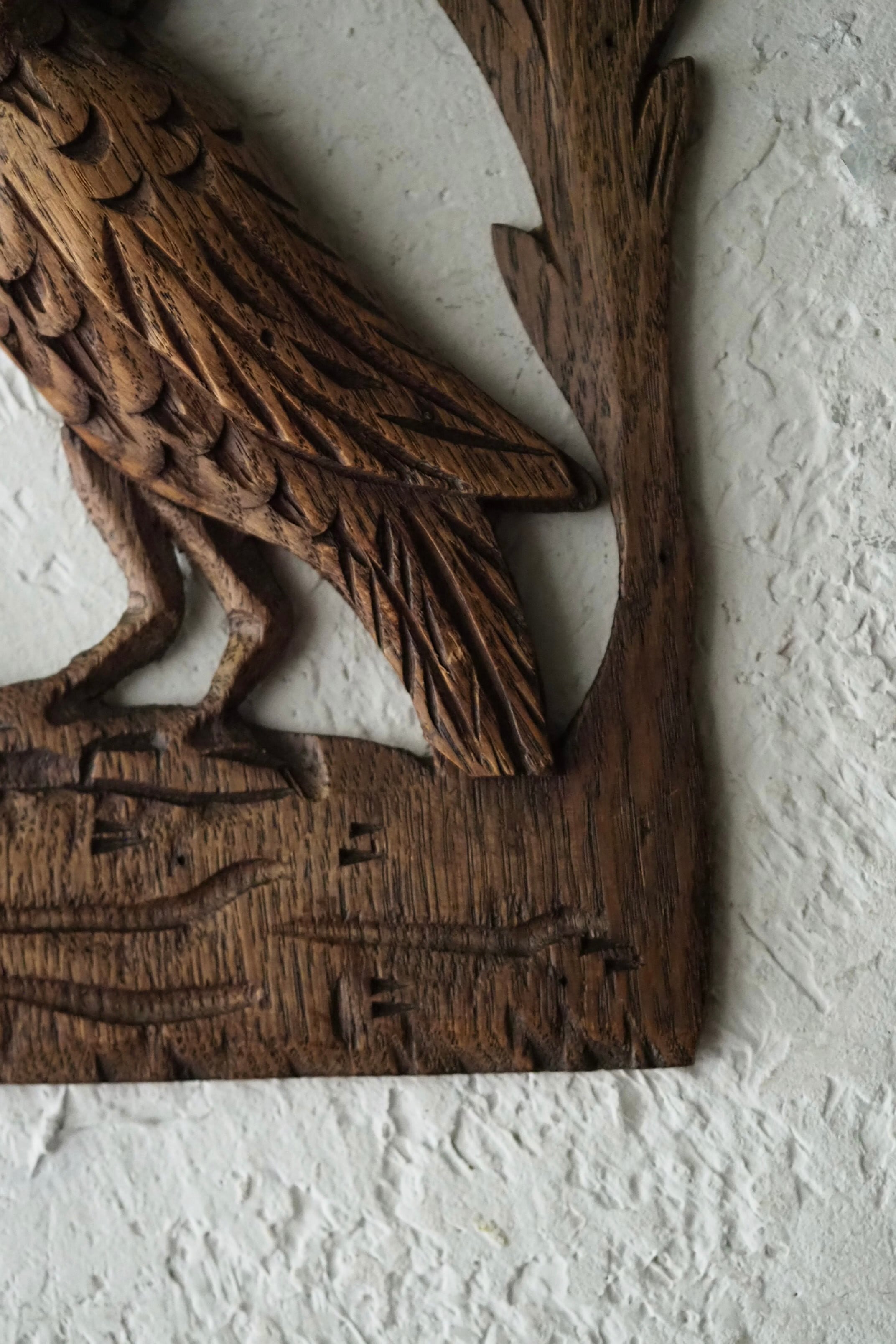 鳥の壁掛けオブジェ-antique bird wood caving objet | アンティーク