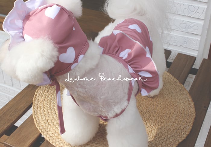 ハートビーチウェア S ~ XL 2color  /  犬服 夏 犬 ビキニ ドッグウェア 可愛い 犬の服 ペット ラッシュガード