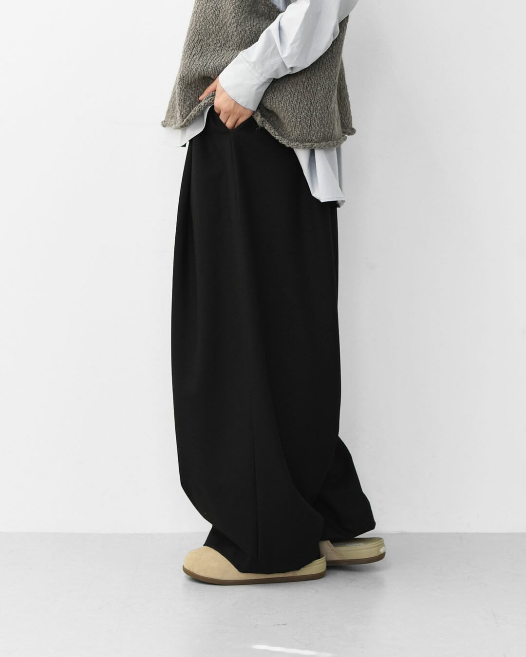 mizuiro ind [ミズイロ インド] wide tuck PT [3-260082] ワイドタック