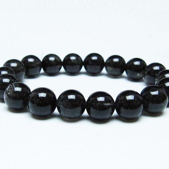 ブラックルチルクォーツ ブレスレット 12mm ブラックトルマリン トルマリネイテッドクォーツ 一点物 メール便可 [M便 1/10] 111-47165
