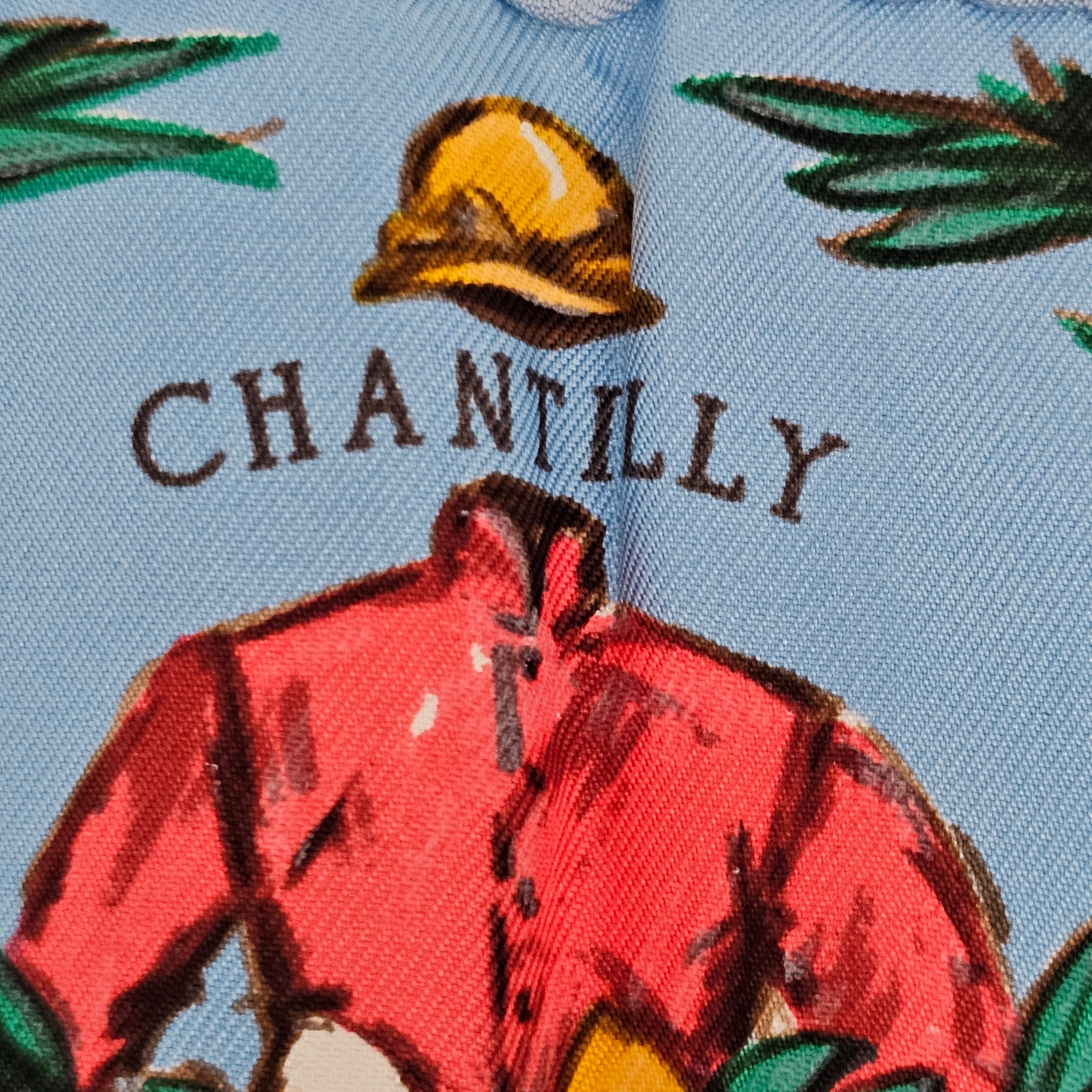 エルメス カレ45 CHANTILLY 競馬場 スカーフ シルク ブルー 美品】エルメス カレ45 CHANTILLY 競馬場 スカーフ シルク ブルー