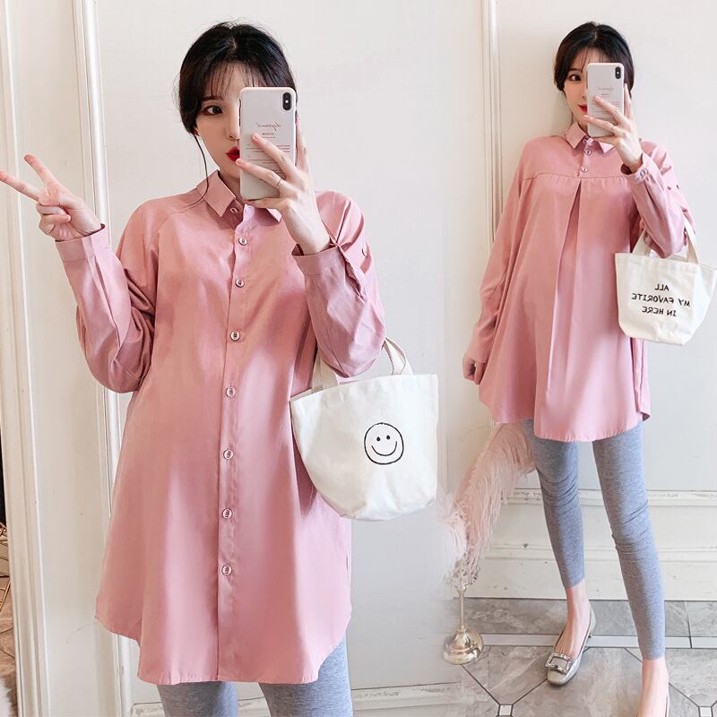 【新作】【送料無料】 マタニティウェア2019秋新バージョンの新しいラペルフロントとリアはマタニティシャツを着ることができますファッションルーズマタニティトップス-アリババ オータム 秋物 expec222271113367