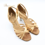 社交ダンス 衣装 ラテン シューズ 23cm ゴールドベージュ系 MARCHEN 靴 くつ ヒール 練習 レッスン レディース 明るい 光沢 高級感 ストラップ 上品 ダンスシューズ ダンス衣装 イベント ステージ