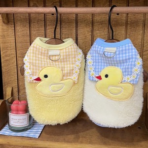 【PET】格子柄セーラーカラー鴨模様フリーストップス