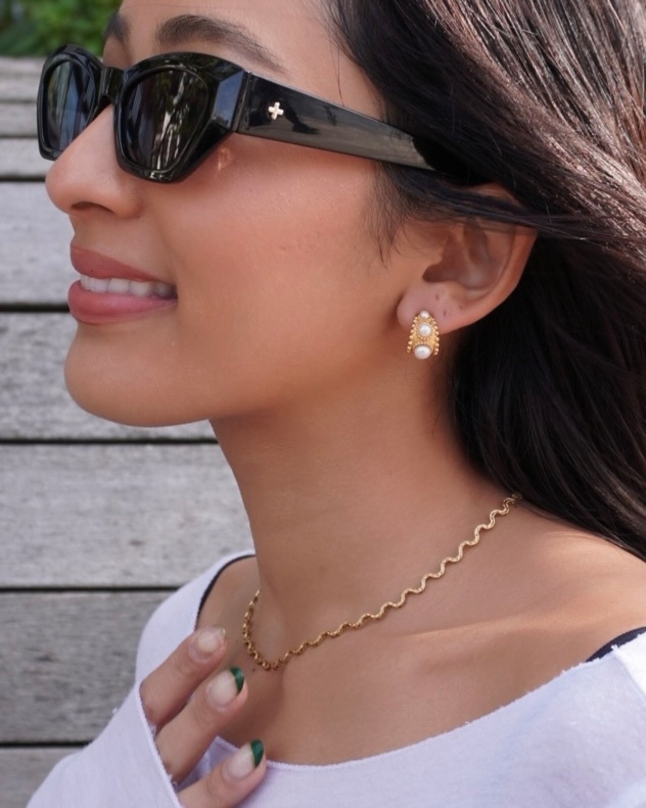 Gold Pearl Studs Pierce