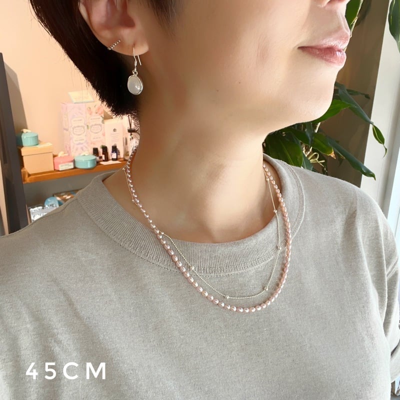 ダブルチェーン 40/45/50cm 重ね付け ピンク ベビーパール と