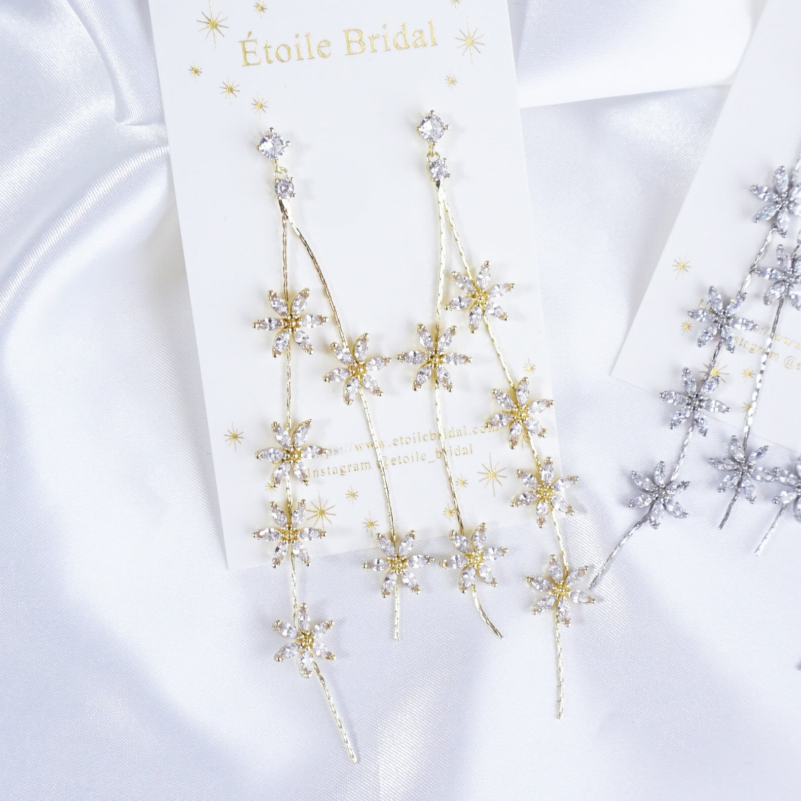 a-31 -キュービックジルコニア-フラワーピアス/イヤリング | ブライダルアクセサリー✴︎Étoile Bridal powered by BASE