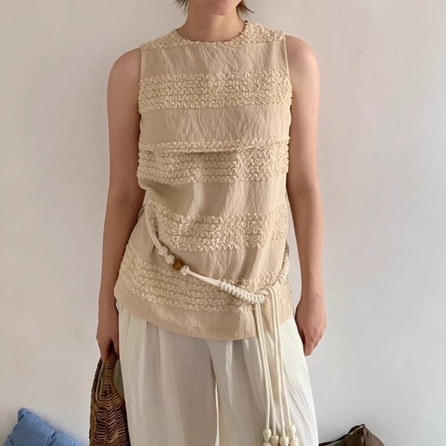 Frill sleeveless tops S1918