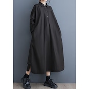 バックオープン ロング シャツワンピース 00188