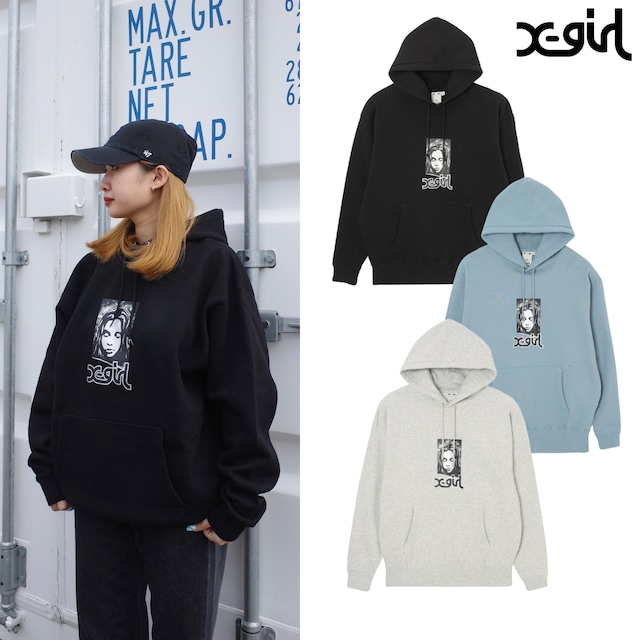 【X-girl】GRUNGE FACE SWEAT HOODIE【エックスガール】