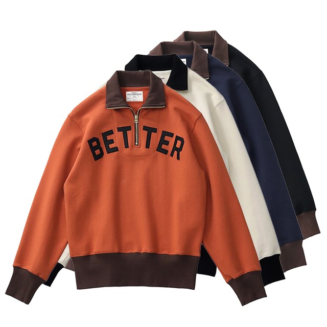 Better half zip ribbed long sleeve sweatshirt 00161