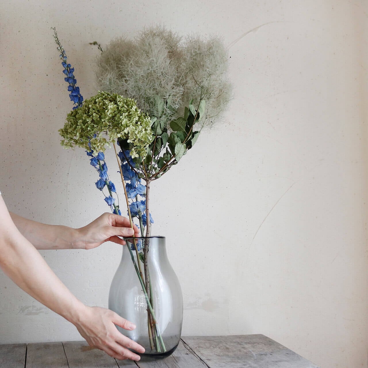 GLASS フラワーベース バランス L グレー ◇ 花瓶 大きい 枝もの