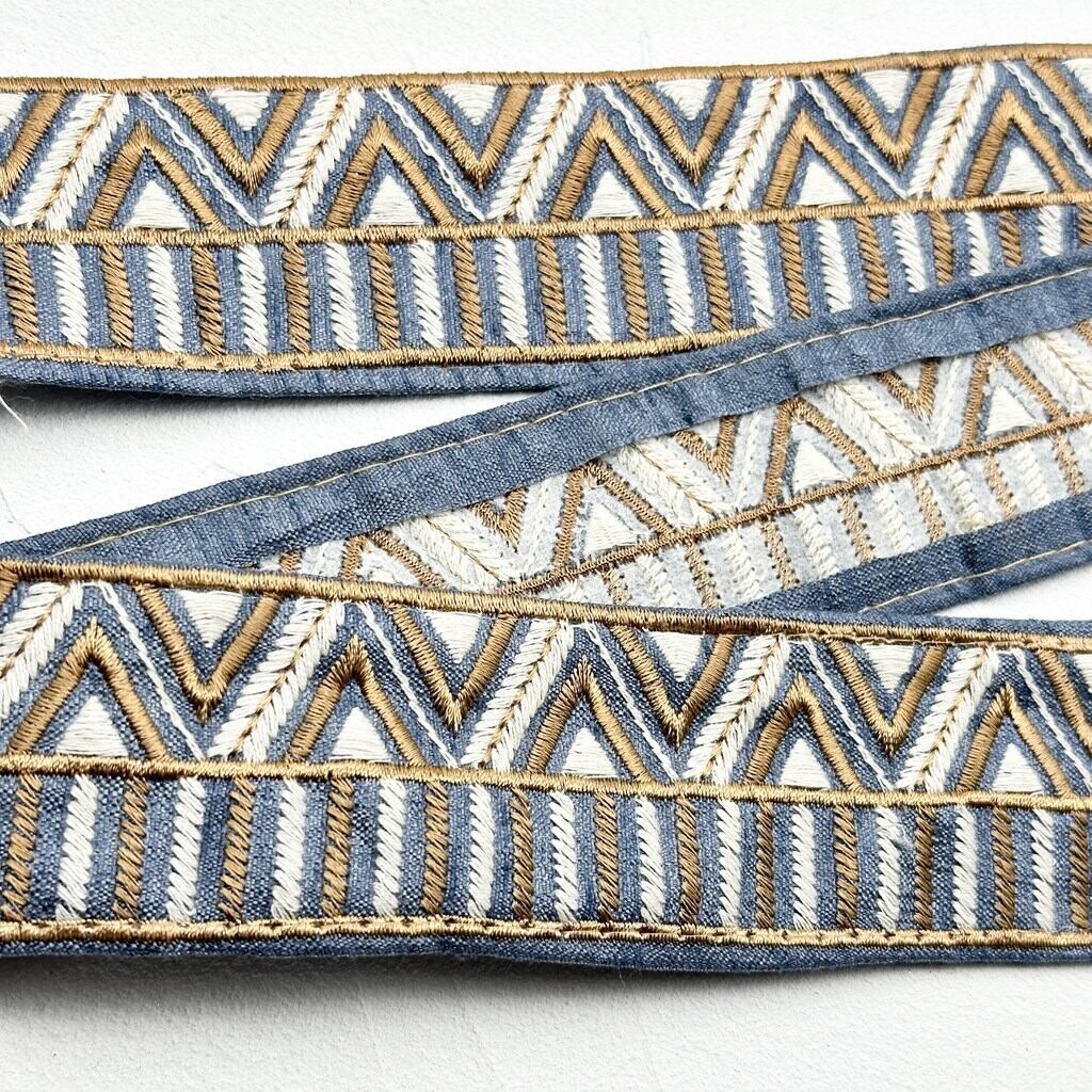 シャープアングル [ネイビー］インド刺繍リボン 1516 | Pay ID