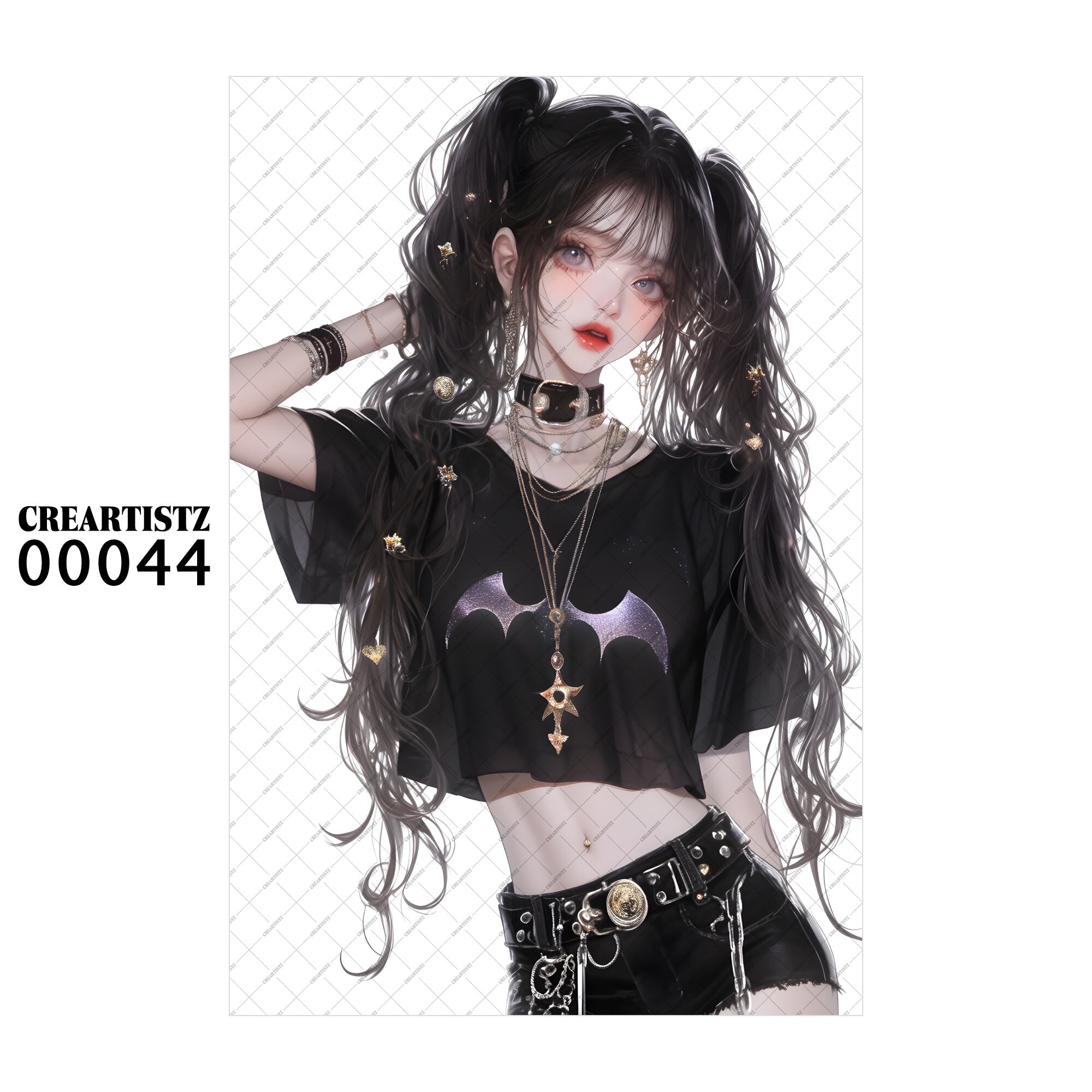 00044 ガール キュート オリジナル ペーパー/ステッカー 4枚セット CREARTISTZ