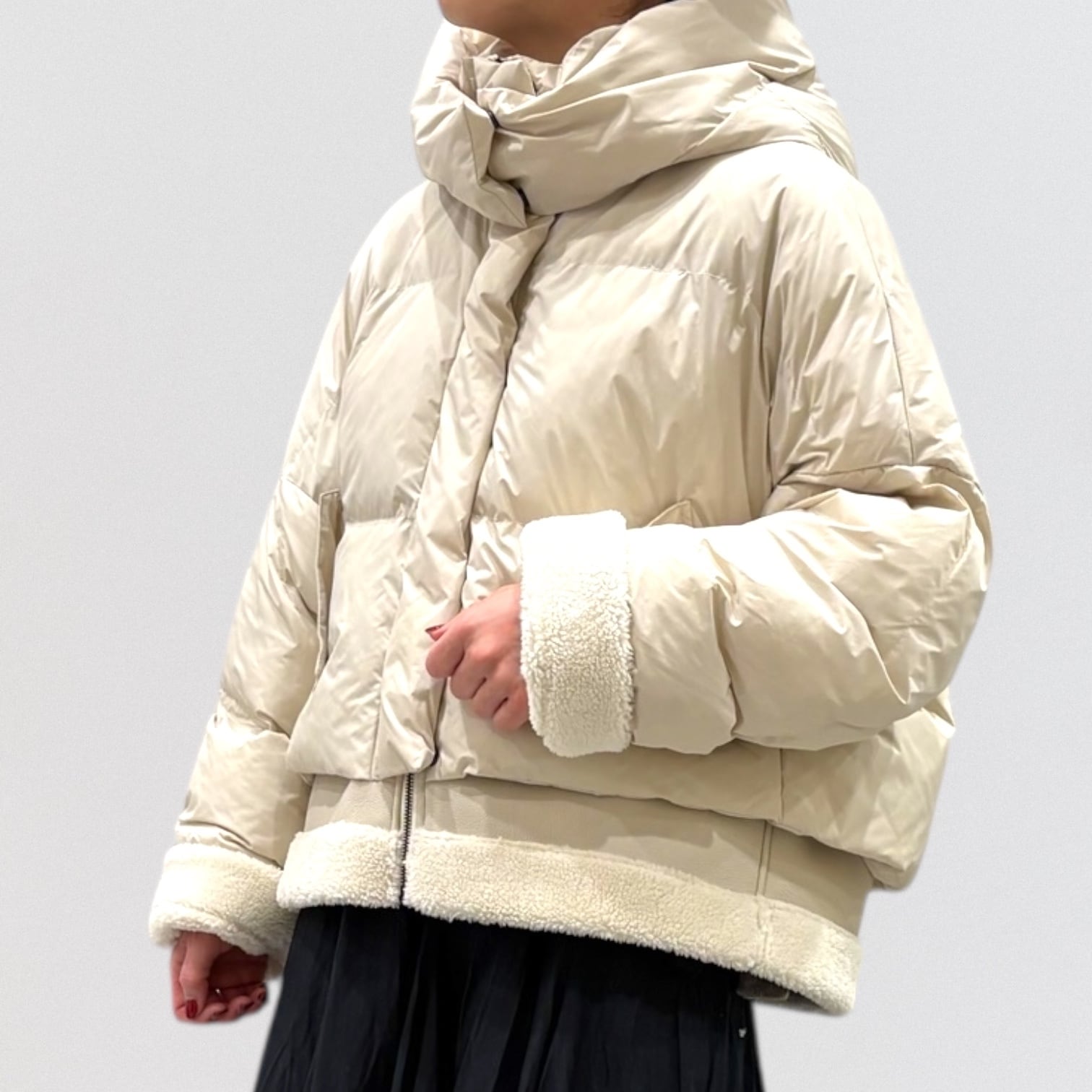 PASSIONE ポンチョ ダウン PASSIONE ボンディングzipポンチョ風コート | CoCo Cuore