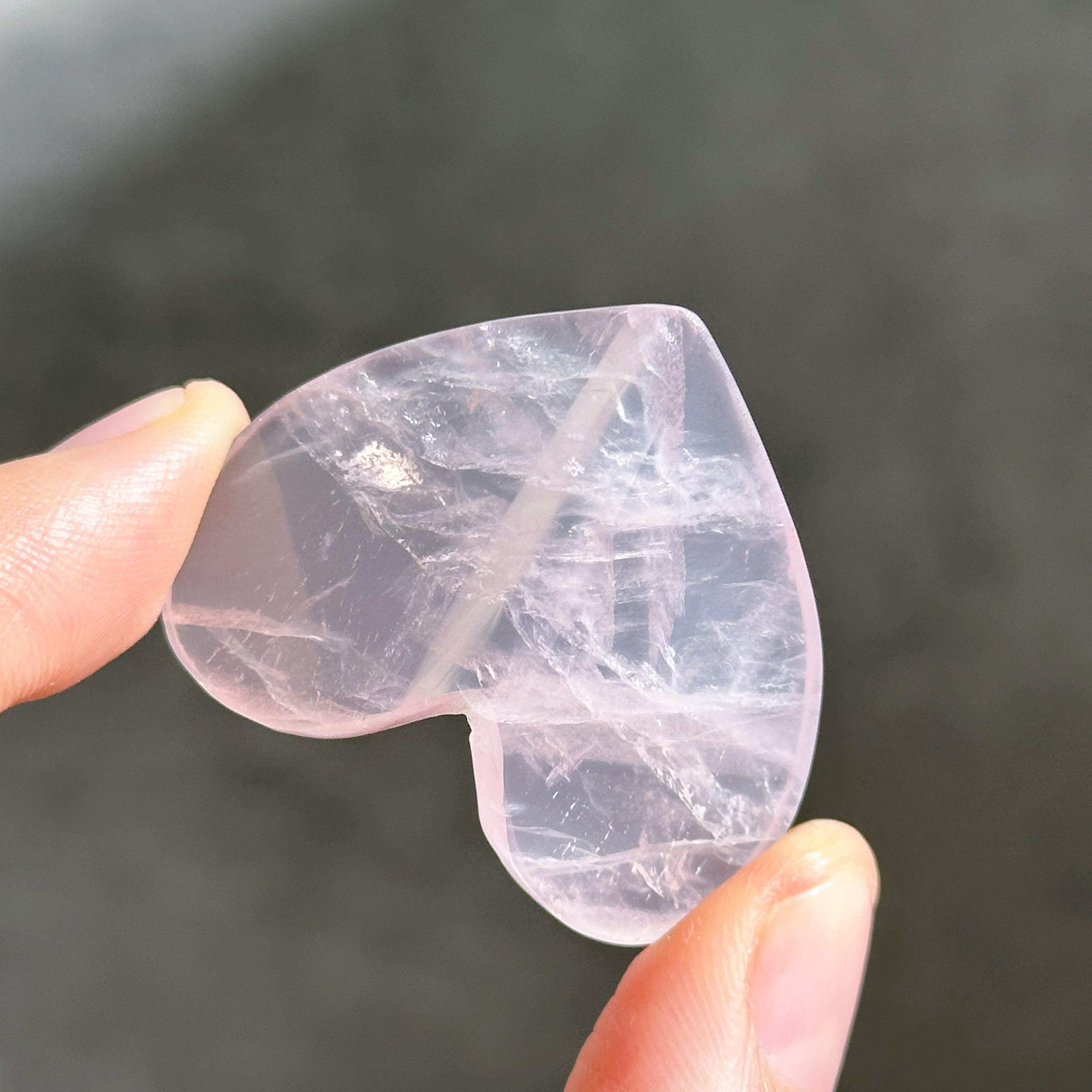 ローズクォーツ 3Dハート 02♡Rose Quartz heart ♡天然石・鉱物