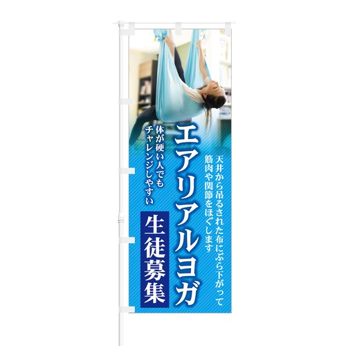 のぼり旗【 筋肉や関節をほぐします エアリアルヨガ 】NOB-KT0380 幅650mm ワイドモデル！ほつれ防止加工済 ヨガ教室などの生徒募集に最適！ 1枚入