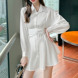 ブラウス レディース 送料無料 長袖 ロング ウエストマーク 春夏秋 112916